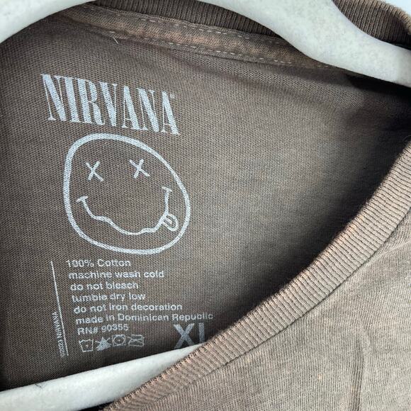 Officially Licensed Nirvana Smiley Faces Grunge Tee Brown Acid Wash XL - Picture 3 of 6